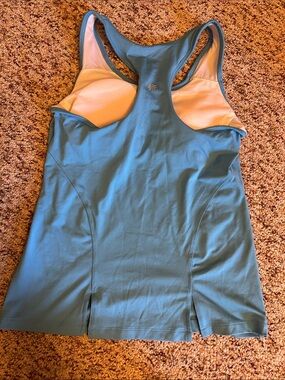 Athleta Teal Racerback Tank with Peach Lining